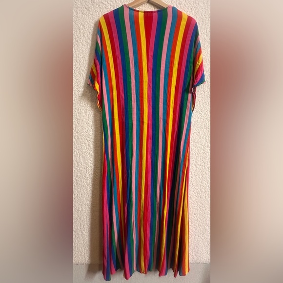 Show Me Your Mumu Size Medium Get Twisted Maxi - Rainbow Stripe Boho Resort - Picture 7 of 11